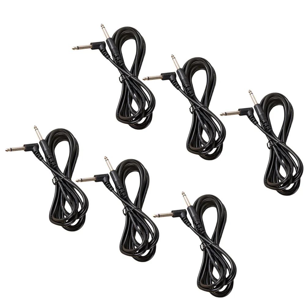 10Pcs 3 미터 6.35mm 전문 효과 페달 패치 케이블 기타베이스 스피커 스튜디오 무대 사용을위한 90도 각도 디자인 블랙