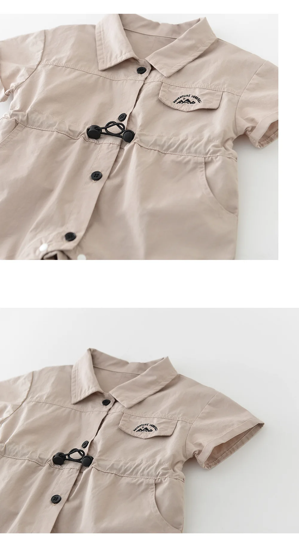 Description Picture 4 of itemSummerBaby Romper Kids Casual Style Utility Short Sleeve Collar Waistcoat Jumpsuit 0-3 Years Infant Clothes