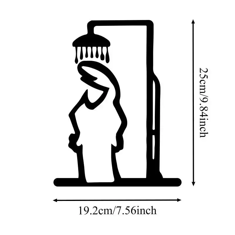 Minimalist Black Metal Shower Wall Art - Rustic Bathroom Door Topper Décor