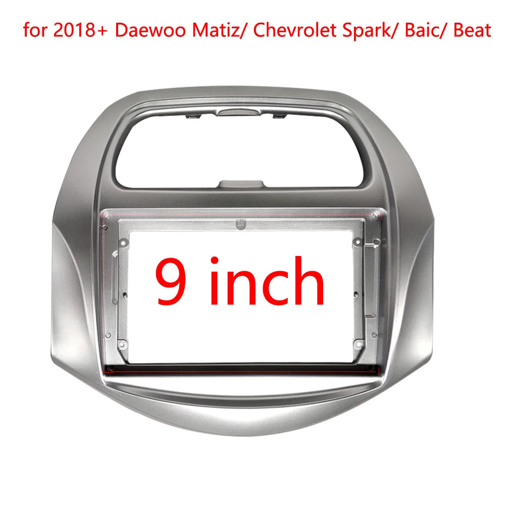 9 Inch Car Radio Fascia For Daewoo Matiz Chevrolet Spark Baic Beat 2018+ Stereo Panel  Player Dash Install Surround Kit Bezel