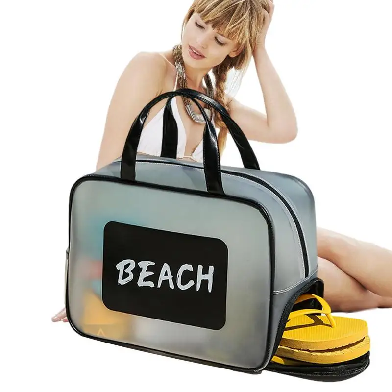 

Beach Tote Pool Bag Travel Organizer With Zipper And Handle Large Capacity Wet Dry Separation Waterproof For Swimming Fishing