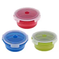 Silicone Folding Bowl Telescopic Collapsible Reisen im Freien Camping Tool with Lid 2
