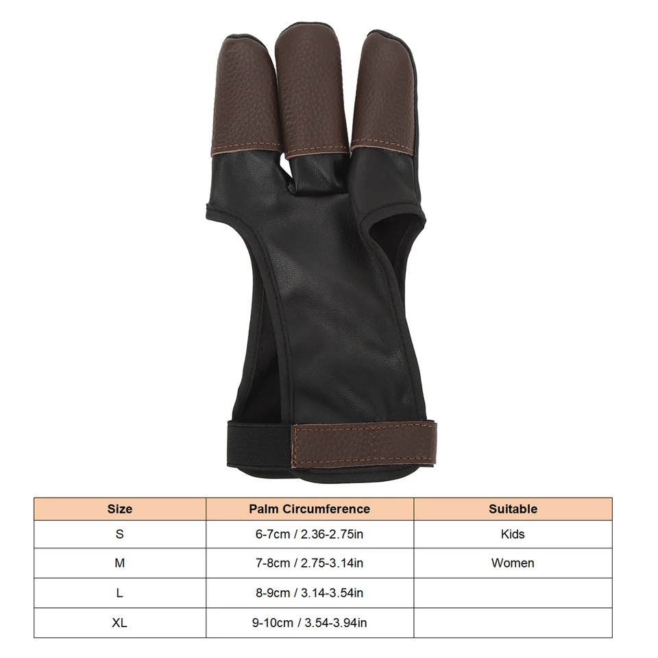 Gant De Protection Arc à 3 Doigts En Cuir Pour Droitier – Sécurité Tir à L'arc, Modèle Incurvé