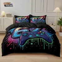 Ensemble de 3 housses de couette imprimées style graffiti 67, 67 éléments, manette de jeu, plusieurs tailles, décoration de literie, doux, lavable en machine 5