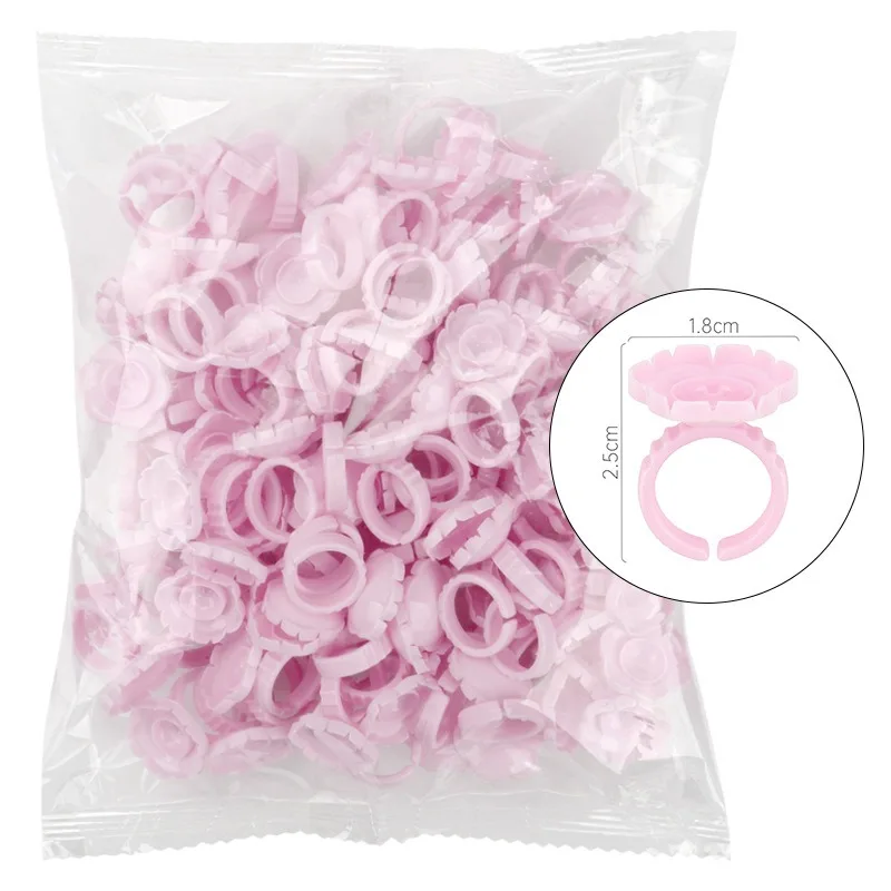 100 stücke Blume Ring Tasse für Wimpern Verlängerung Kleber Halter Container Tattoo Pigment Lash Liefert Großhandel Einweg Werkzeuge – Detail 7
