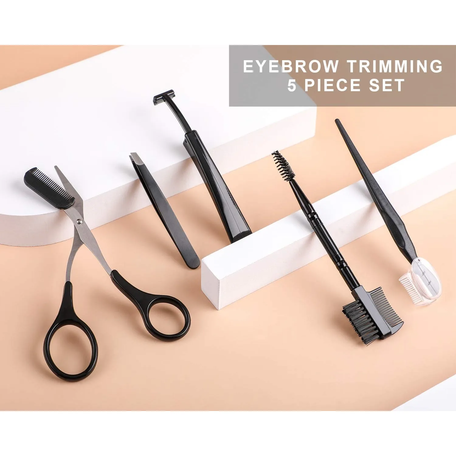 5PCS Specialized Eyebrow Trimmer Set Scissors Tweezers Eyebrow Razor Scraping Comb Razor Clip Makeup Tools Set