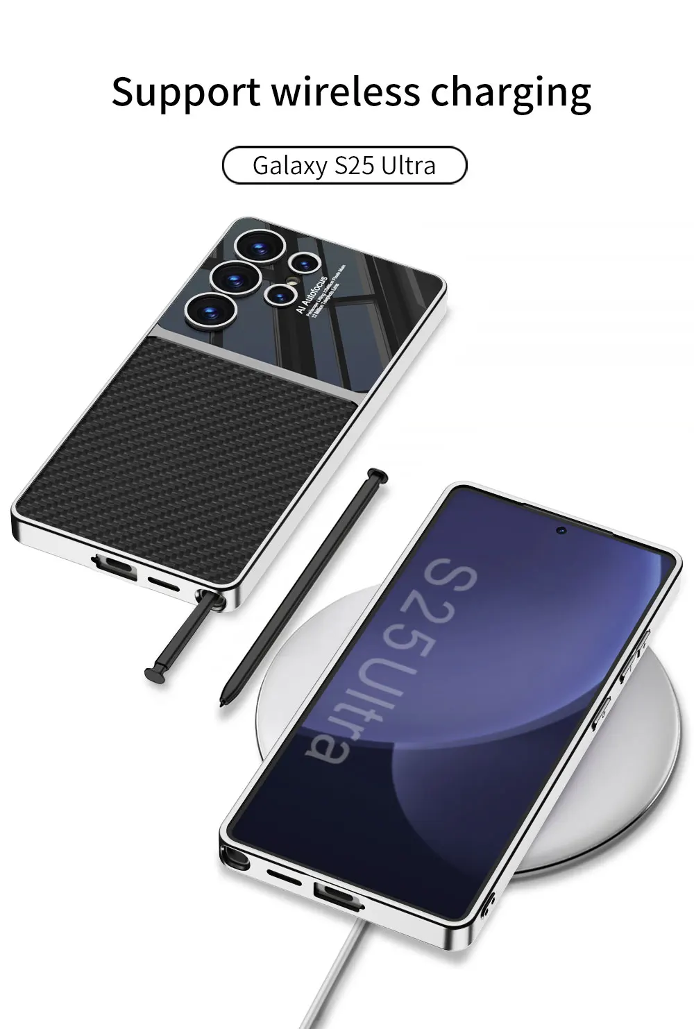 Luxury Plating Leather Case For Samsung Galaxy S25 S24 Ultra Shockproof Soft Edg