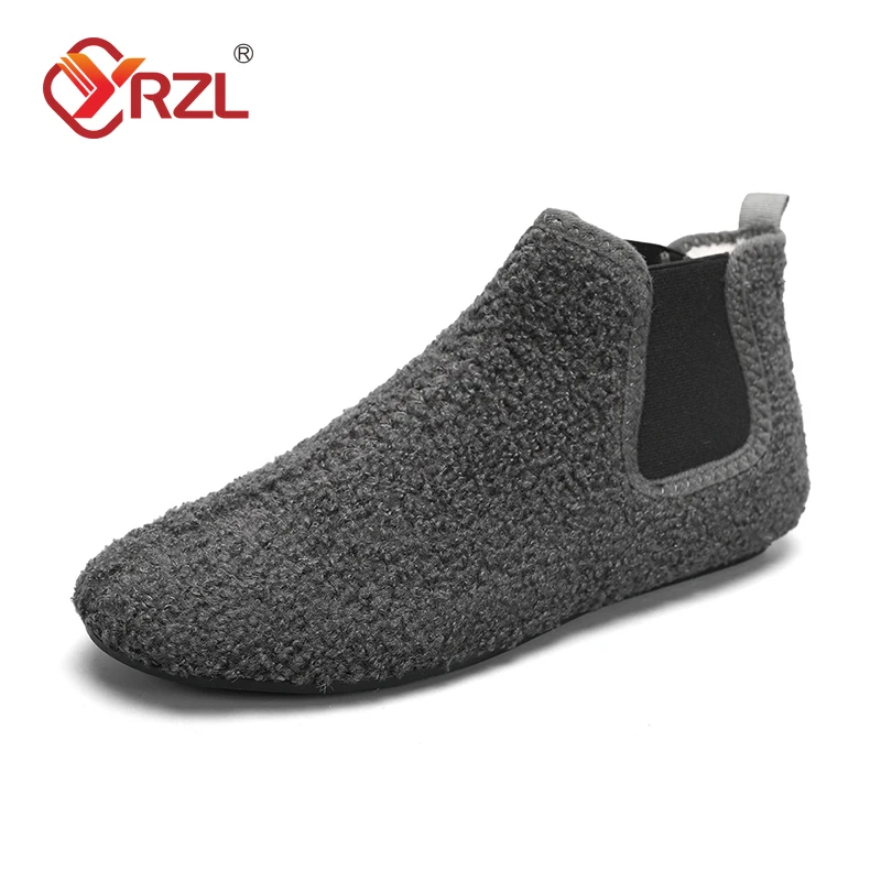YRZL Winter Warm Cotton Shoes Men Indoor Home Slipper Thin Bottom Plush Cotton Man Casual Shoes Soft Sole Anti-slip Slippers Man