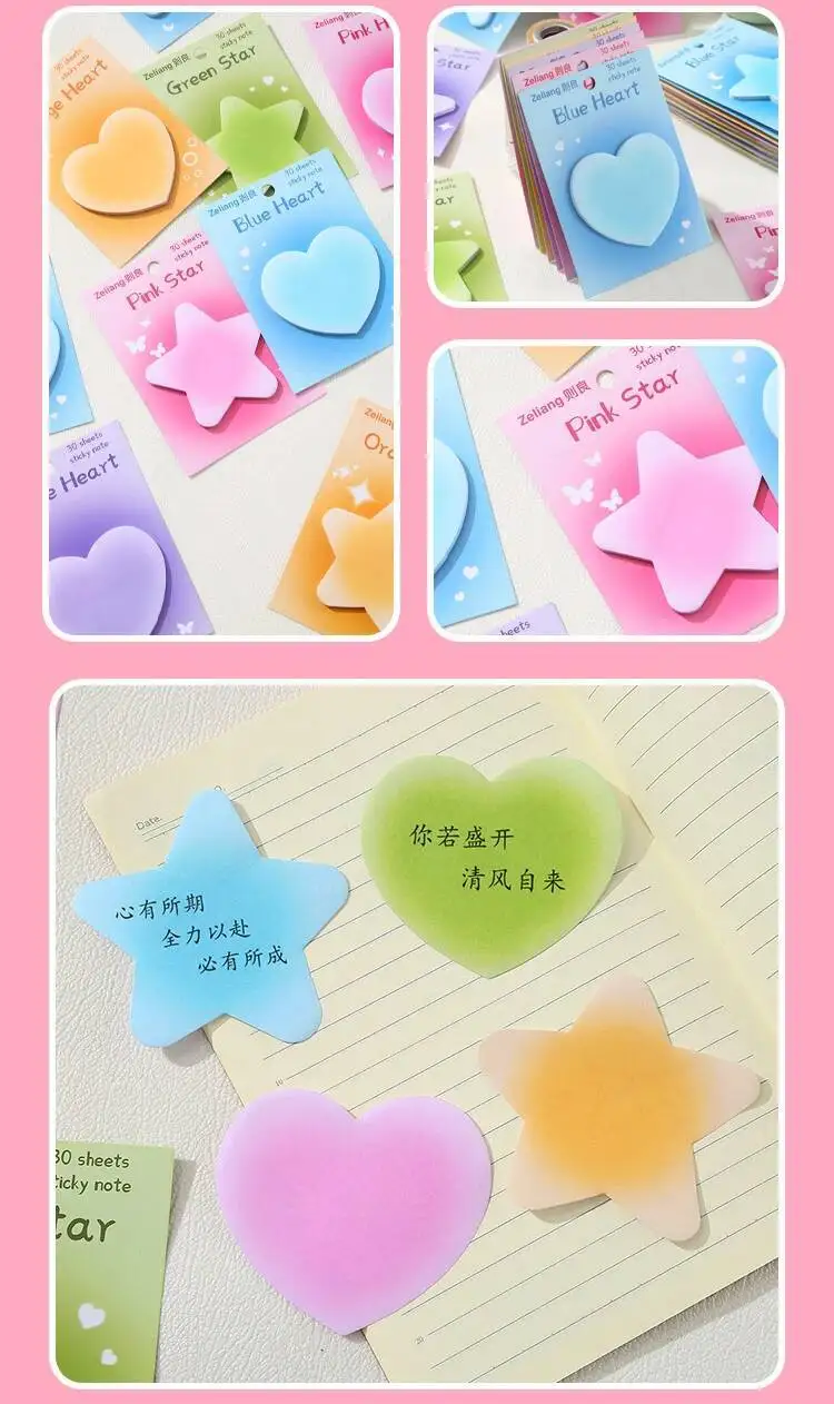 1-5-10 Stück selbstklebende niedliche LIEBE Kawaii Sternnotizen Notizblock Notizblock Büro Schulbedarf Briefpapier Aufkleber – Detail 6