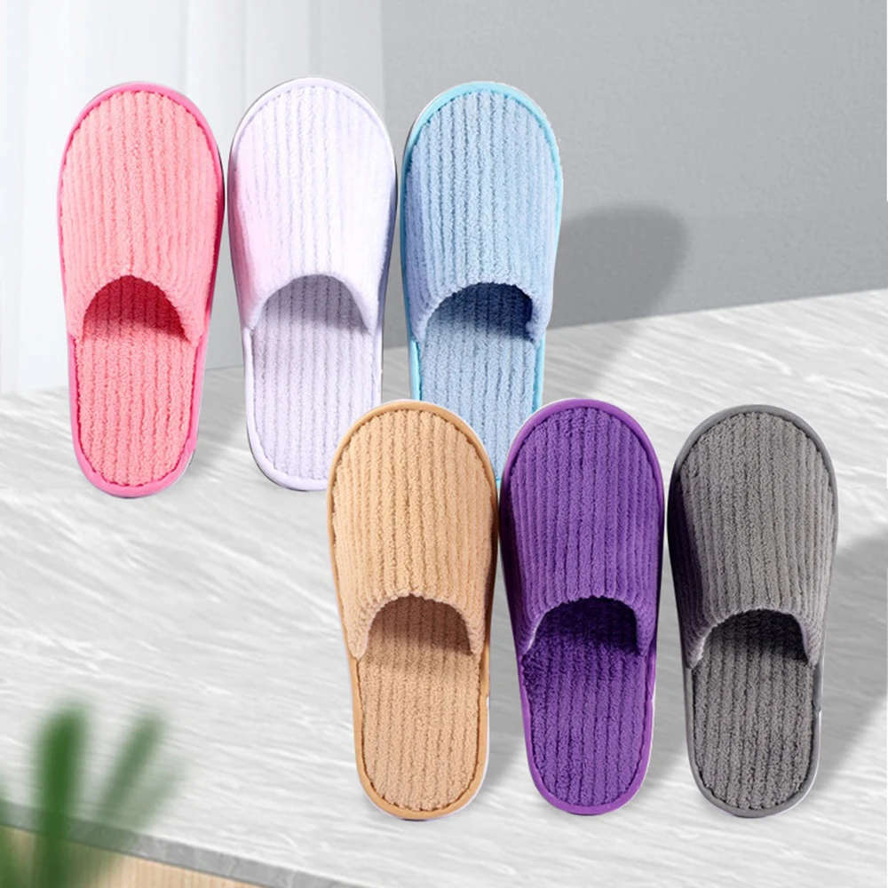 

Solid Color Slippers Winter Slippers Men Women Hotel Disposable Slides Home Travel Sandals Hospitality Footwear One Size on Sale