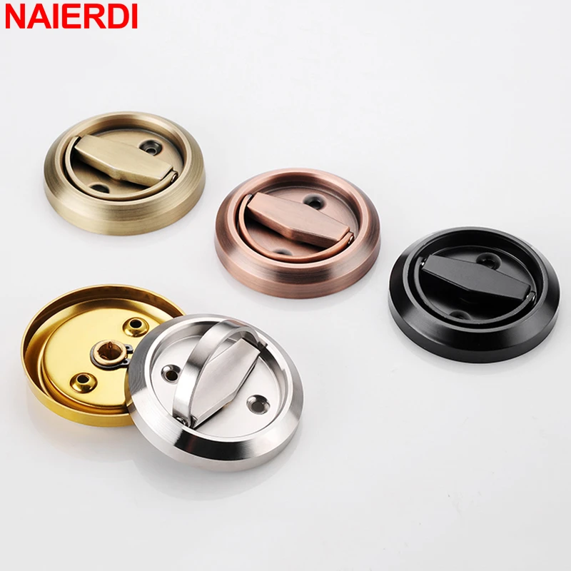 Round Recessed Door Lock Stainless Steel Hidden Cup Door Handle Sliding Lock Privacy Pocket Lockers door lock