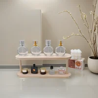 Wooden Storage Shelf 2-Tiers Desktop Organizer Shelves Desk Perfume Display Rack Desktop Dressing Table Cosmetics Storage Rack 4