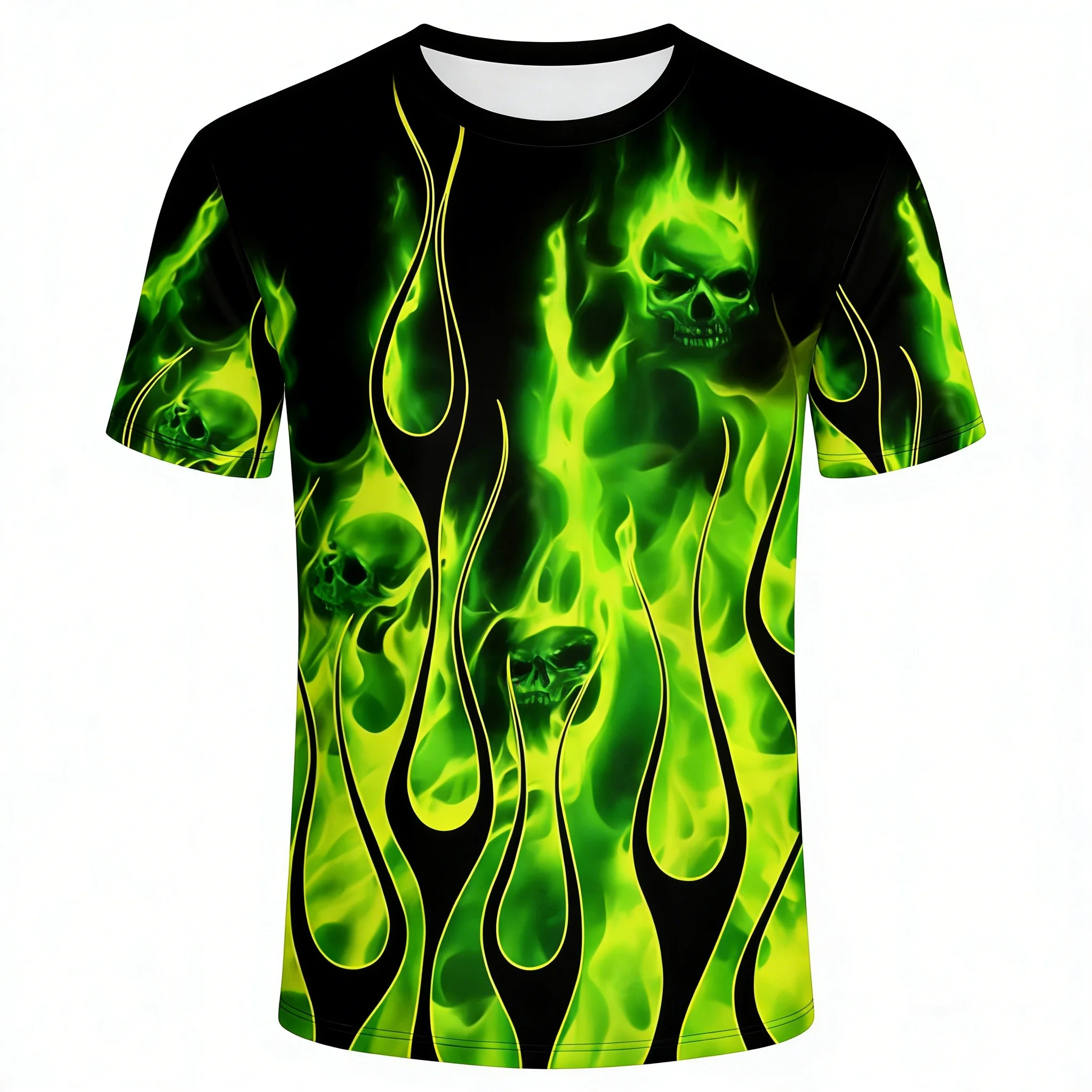 Herren-T-Shirts, 3D-Vintage-Sommermode, rote Flamme, hawaiianisches T-Shirt, kurzärmeliges, übergroßes Sommerhemd für Herren – Detail 12