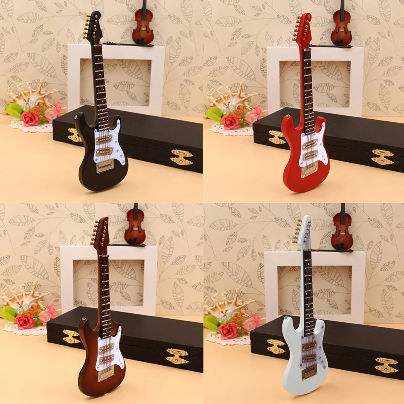Guitar Wooden Miniature Guitar Model Musical Instrument Decoration Gift For Bedroom Living Room