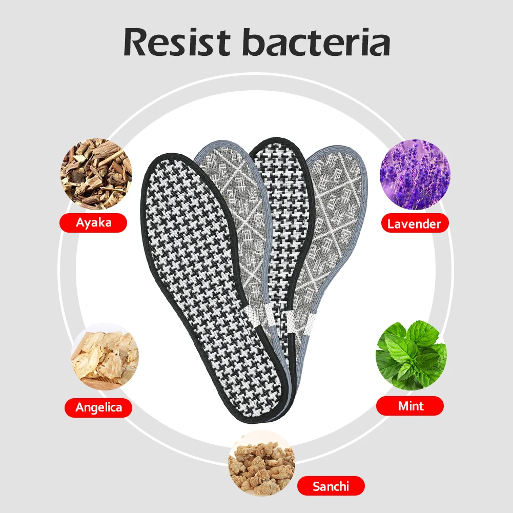 Foot Master 5 Pairs Fabric Material Quality Deodorization Hard-Wearing Breathable Ease Pressure Comfort Insole Plaid Unisex