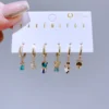 1 Set Mixed Design Frozen Cartoon Huggie Hoop Earrings for Women Gold Color Plated Cubic Zircon Jewelry 2