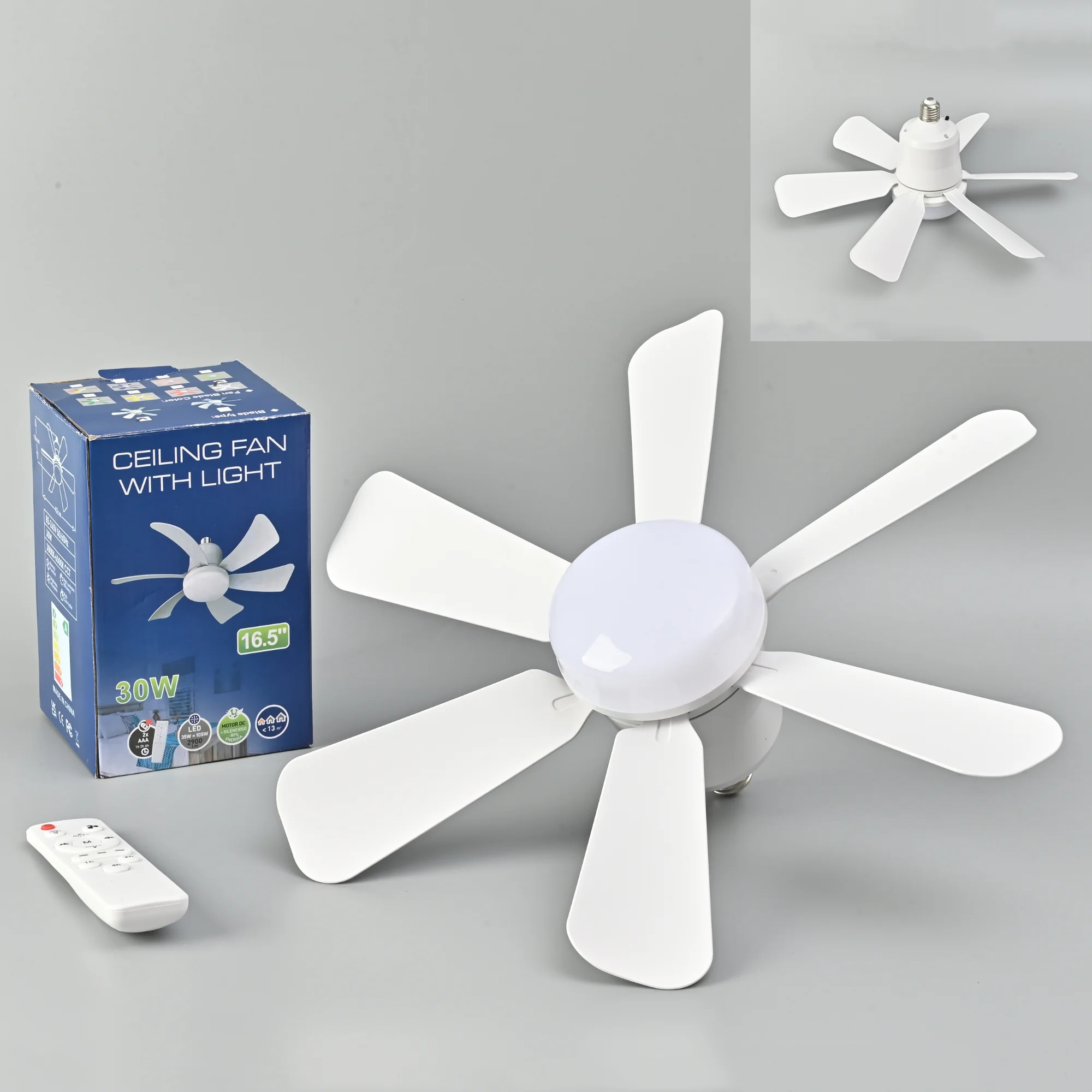 LED 30W ceiling fan light 16.5&rdquo; with remote control for dimming suitable for living room study household use 85-265V bulb
