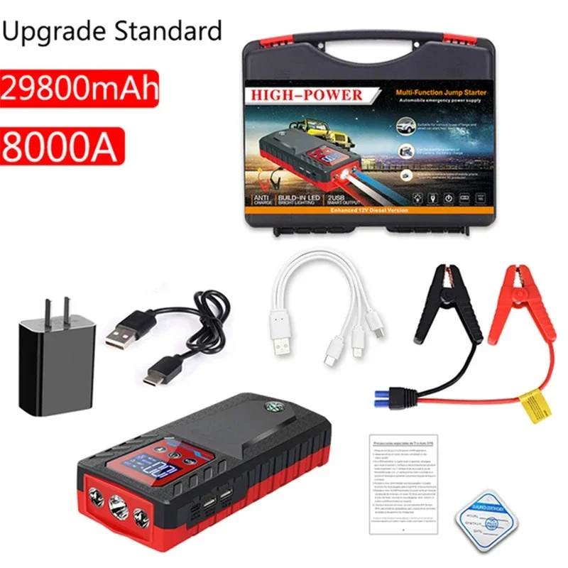 229800Mah Car Jump Starter Power Bank 8000A 12V Emergenza Auto Battery Booster Diesel Benzina Dispositivo Di Avviamento Articoli Per Auto