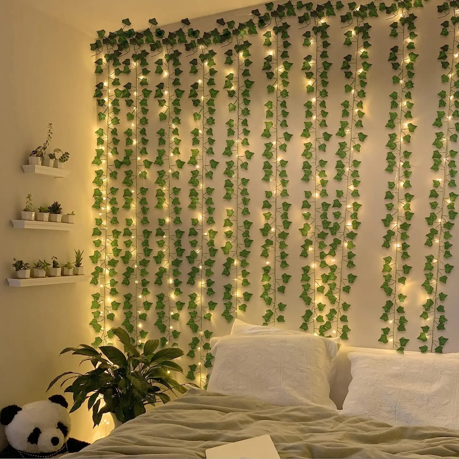 Description Picture 6 of itemArtificial Plant Green Ivy Leaf DIY Garland Fake Plant Creeper Hanging Vine with 30LED String Light for Wedding Home Party Decor