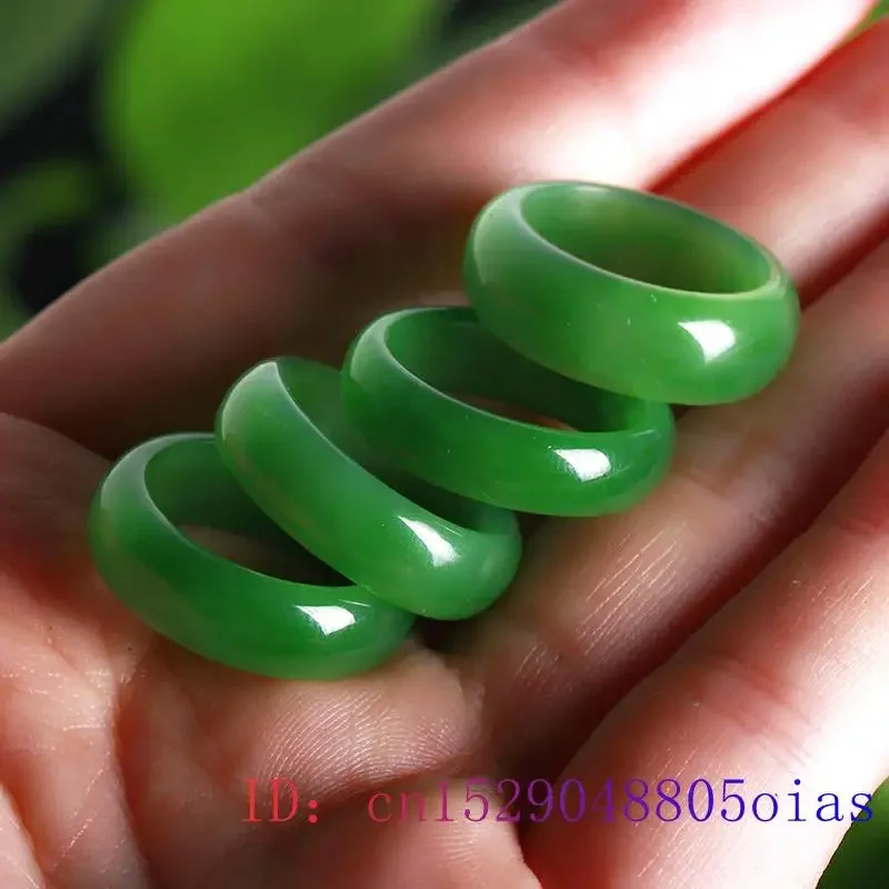 Natural Green Hetian Jade Ring Chinese Jasper Amulet Fashion Charm Jewelry Hand Carved Crafts Gifts Women Men natural stone ring jade ring