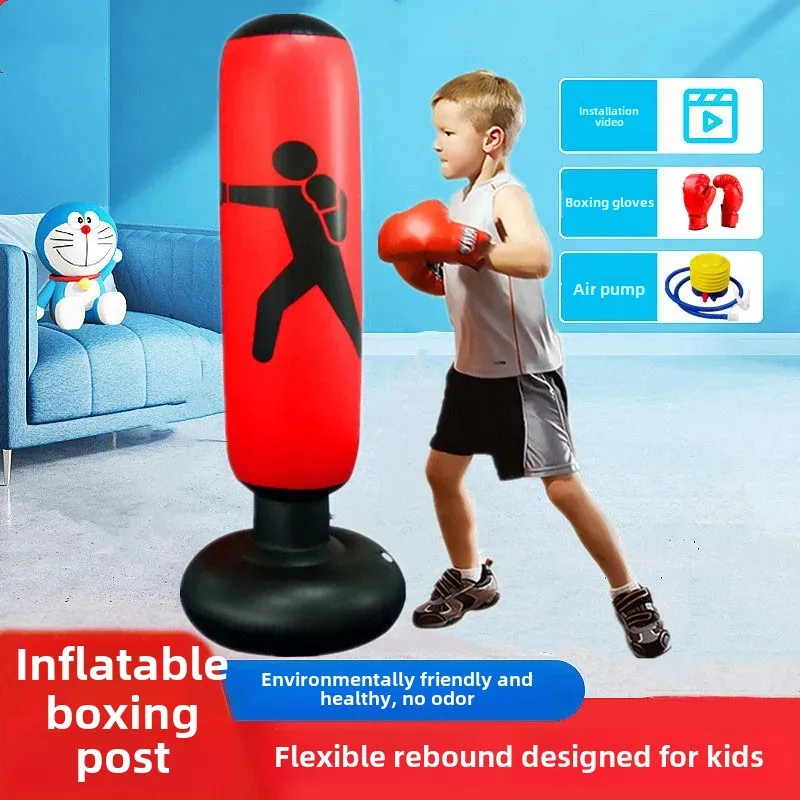 Inflatable Standing Boxing Bag Children's Fitness Tumbling Block Training Equipment Home Gym Sandbag Martial Arts Equipment