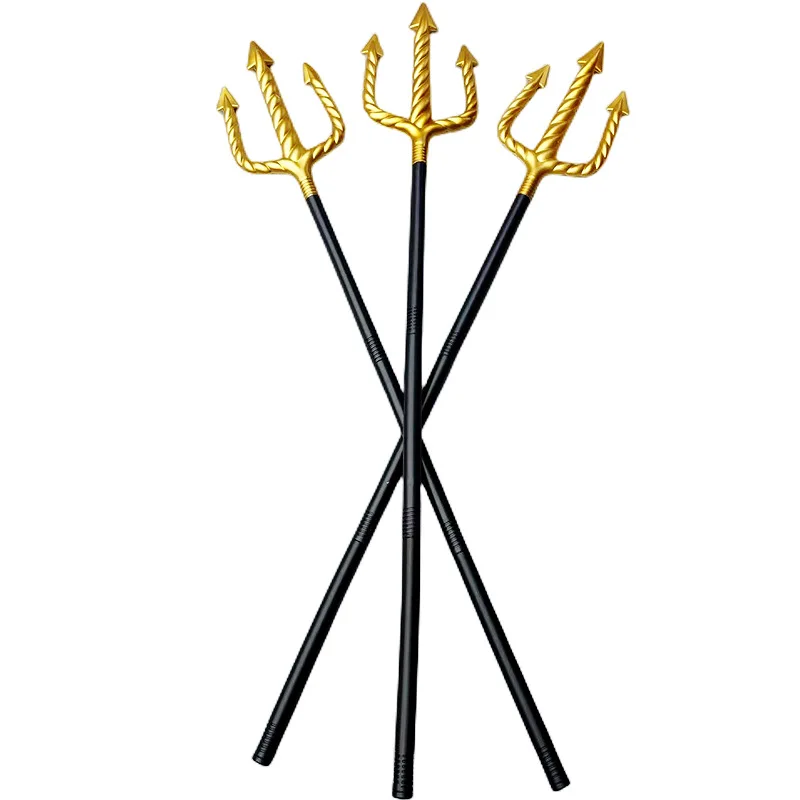 Halloween Festival Prop Death Spiral Trident Plastic Gold Weapon