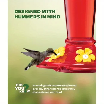 1pc suspended hummingbird feeder, bird with hook feeder, 5 nectar feeding ports (13.5oz) - Image 3