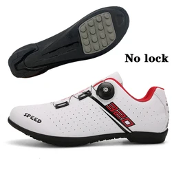 Enhanced Cycling Shoes with Knob Buckle and Rubber Outsole for Indoor and Cross-Country Use (White)
