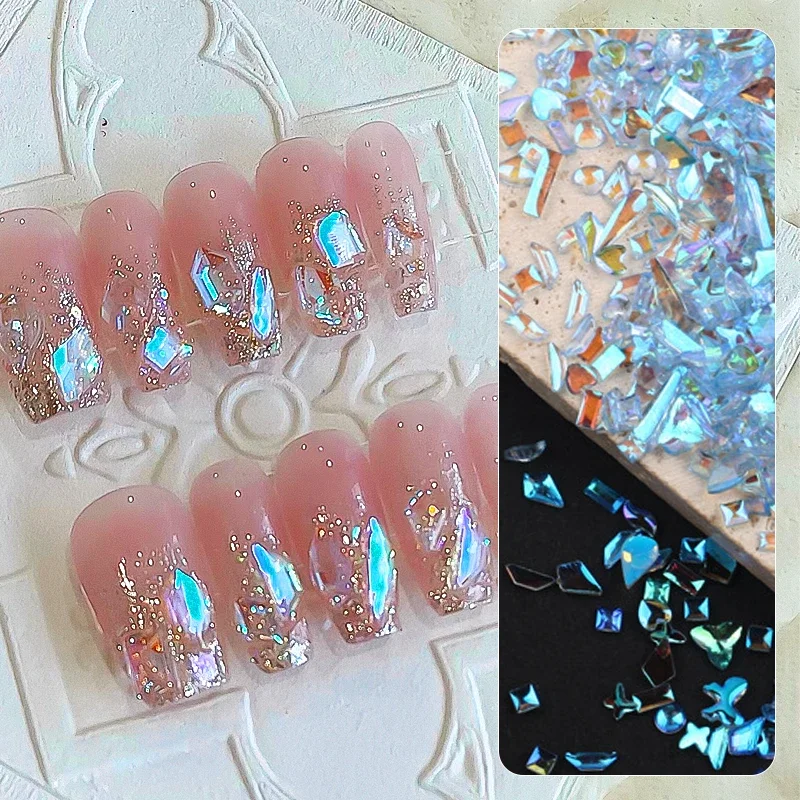 100Pcs 오로라 네일 아트 라인 석 멀티 모양 3D 수지 플랫 백 AB 크리스탈 네일 아트 공예 장식 믹스 스타일