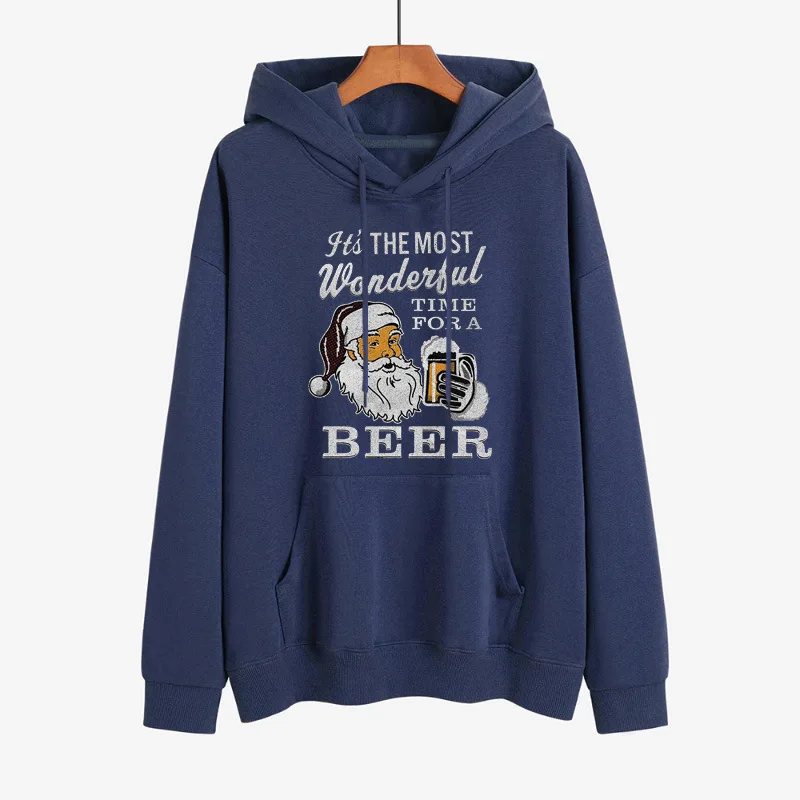 YRYT Add velvet loose hoodie female 2023 autumn and winter new hot Christmas creative printed top