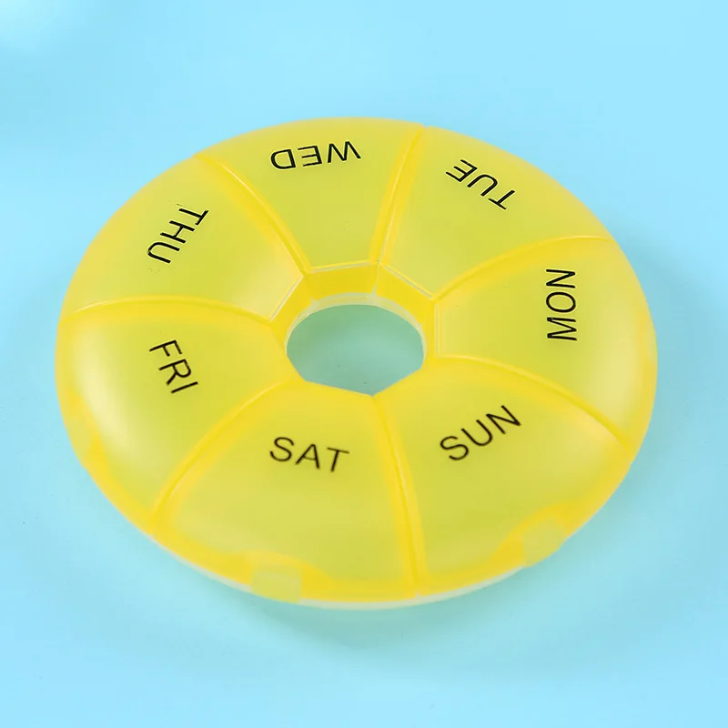 Compact Round Pill Case - 7-Day Portable Tablet Organizer & Travel Storage Container