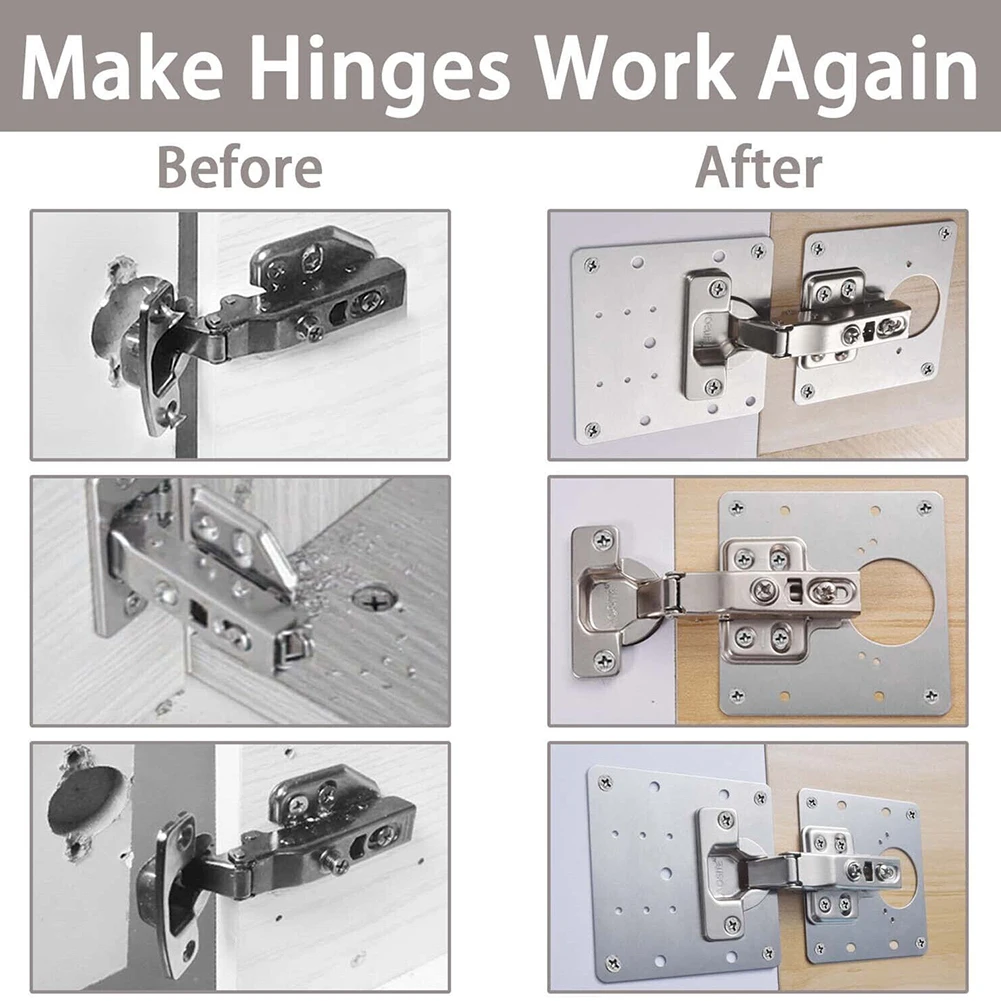 Gabinete Dobradiça Repair Plate Kit Armário, Porta Dobradiças, Montagem Fixação Placas, Mobiliário Gaveta, Mesa Hardware, 2 Pcs, 4 Pcs, 10 Pcs