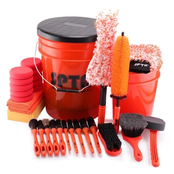 SPTA 33Pcs Car Wash 20L Bucket Set with Car Wash Filter Wash Mitt Sponge Towels Tire Detailing Brushes Exterior Interior Clean 1