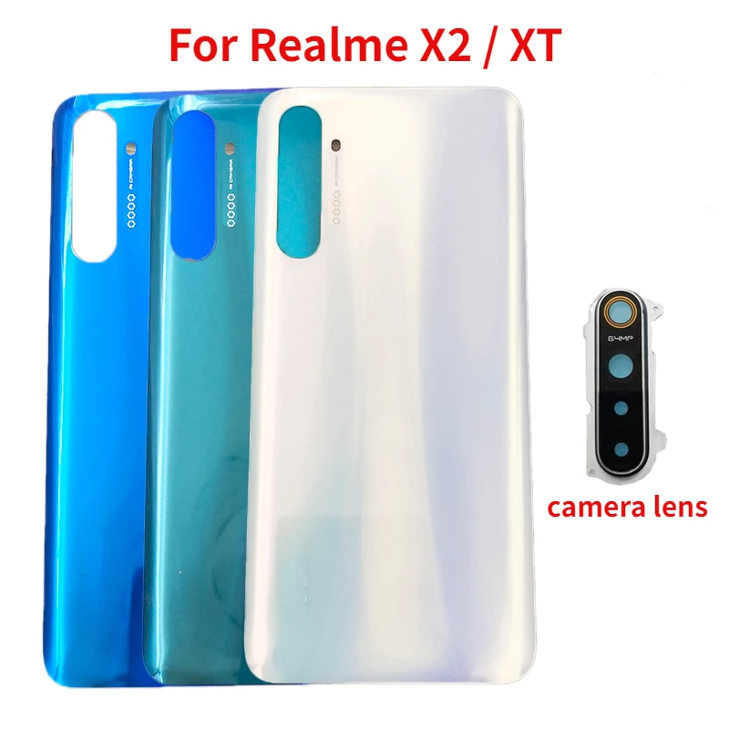

Back Glass For Realme X2 XT RMX1991 1992 1993 RMX1921 Back Battery Cover Rear Door Housing Case Replacement with Camera lens