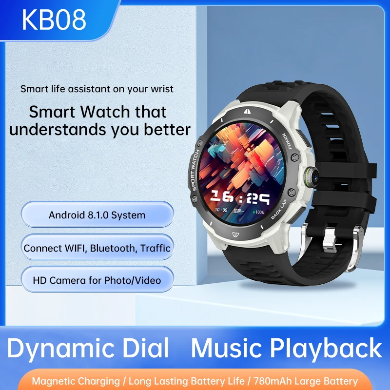  AMOLED ũ KB08 Ʈ ġ 4G SIM ī, ȭ ȭ,  GPS,  ƮϽ ƮĿ,   ٿε, 1.39 ġ, ǰ