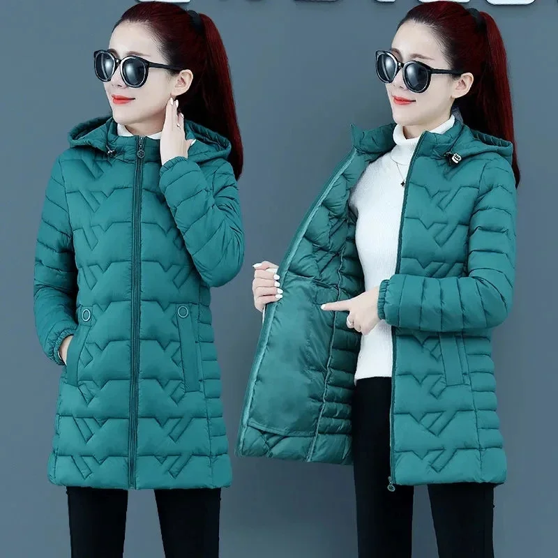 2021 New Winter Jacket Winter Parkas Long Coat Warm Casual Parka Loose Cotton-Padded Jackets Coats Female Outwear Plus Size 6XL pasbos corduroy jackets man men s coat loose clothing large size winter padded thickened 2021 coats winter jacket men jacket