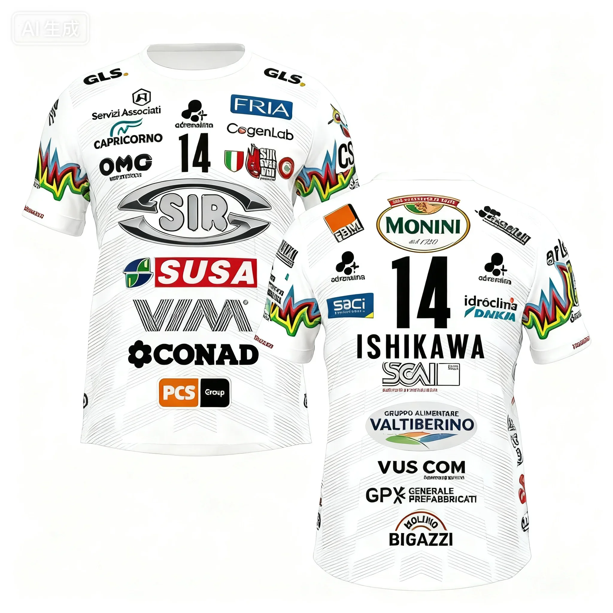 2025Men Women No. 14 Volleyball Jersey Sir Safety Perugia Tshirt