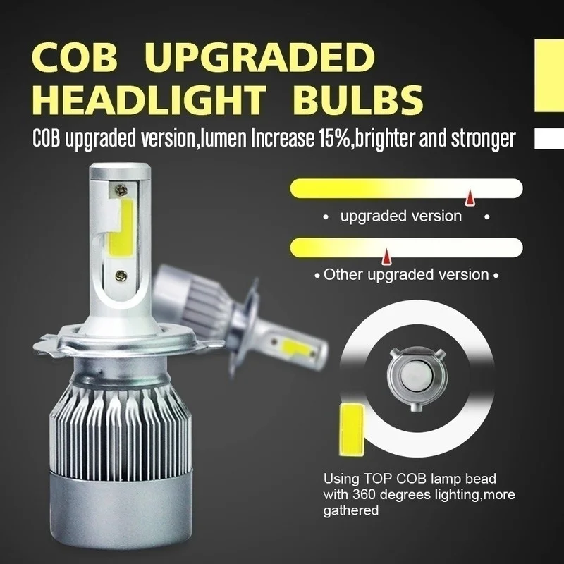 Latest C6 2pcs LED Car Headlights 6000K 8000K H1 H8 H9 H11 Automobiles Headlamp 12V H7 H4 Auto Bulbs Driving Light