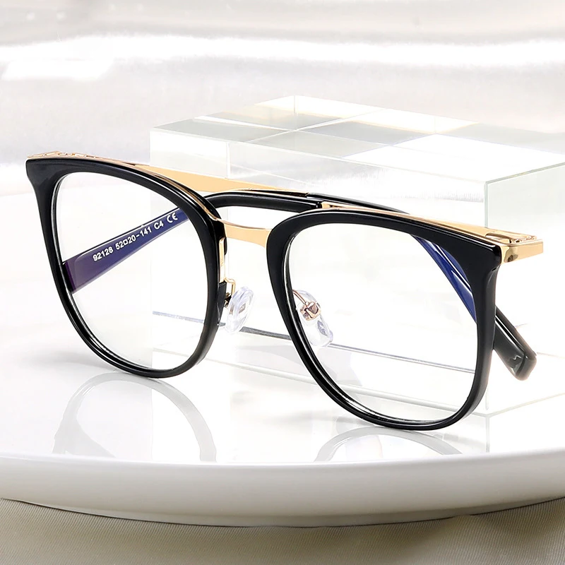 Montature Occhiali Uomo Occhiali Anti Luce Blu Quadrati Doppio Ponte - Lenti Trasparenti Per PC, Uomo E Donna Occhiali Protezione Schermi Pc - Foto 8