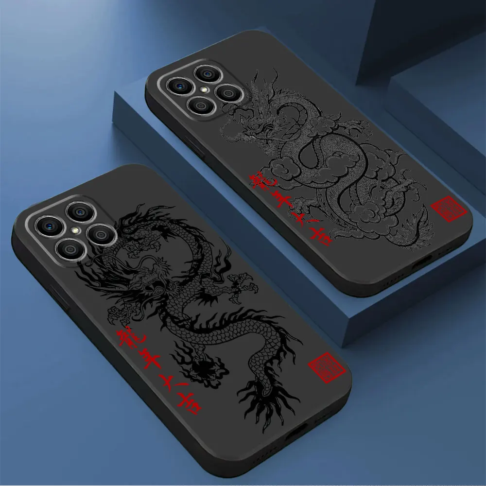 Black Soft Shockproof Phone Case with Chinese Dragon Design