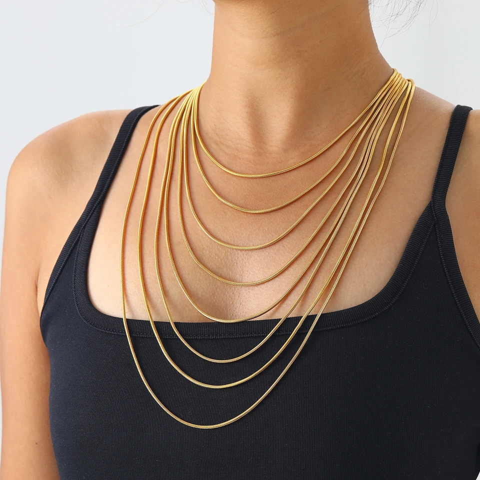 Collier En Acier Poli Couleur Or, Serpent, 2, 7 Cm - Twice As Nice