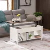 White Coffee Table with Lift Top, Lift Up Coffee Table with Storage Shelf/Hidden Compartment, Pop Up Coffee Table 2