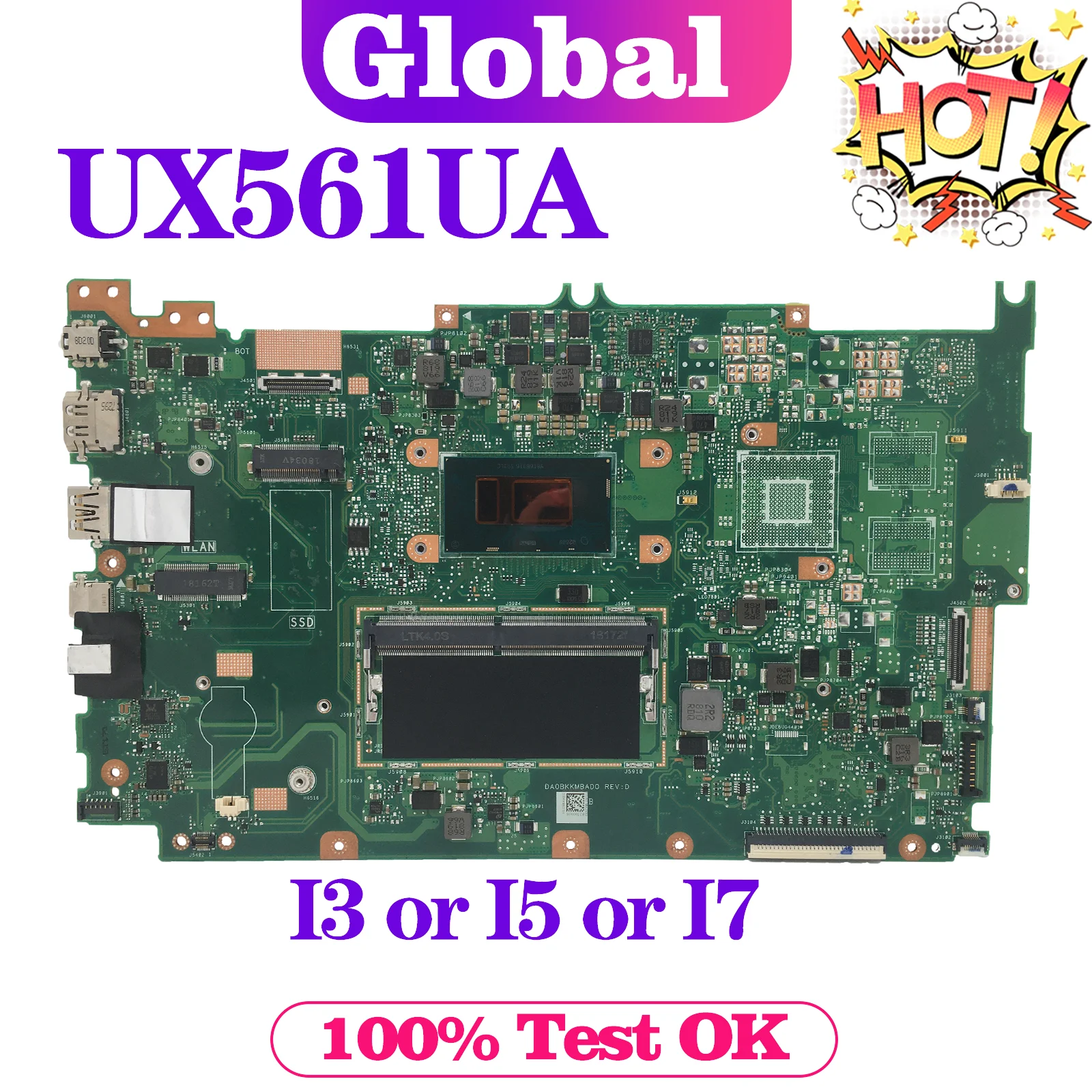 

KEFU Mainboard For ASUS UX561U X561U UX561UA UX561UAR Q525UAR Q525UA Q505UAR Laotop Motherboard I3 I5 I7 8th Gen 8G-RAM UMA