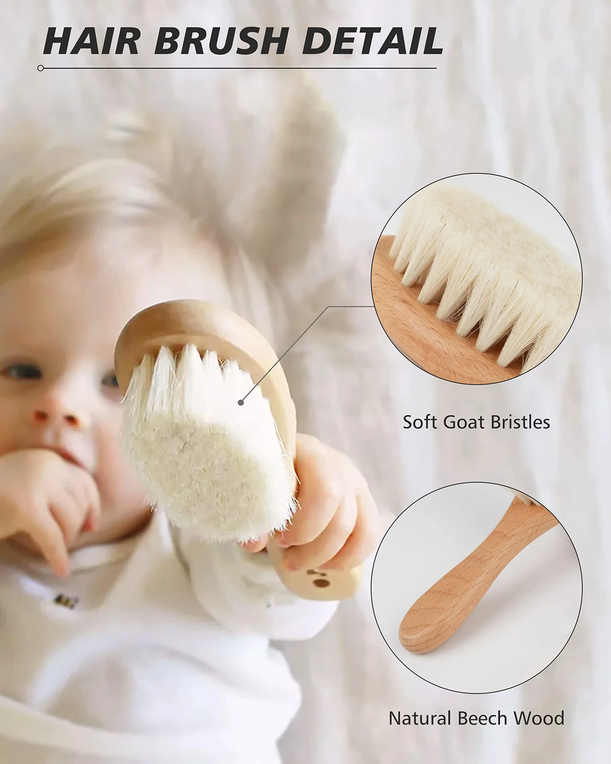  Buy Baby Hair Brush and Comb Set, Newborns Toddlers Kids Natural  Soft Goat Bristles Massage Comb Bath Brush with Wooden Handle Online at  Best Price in India