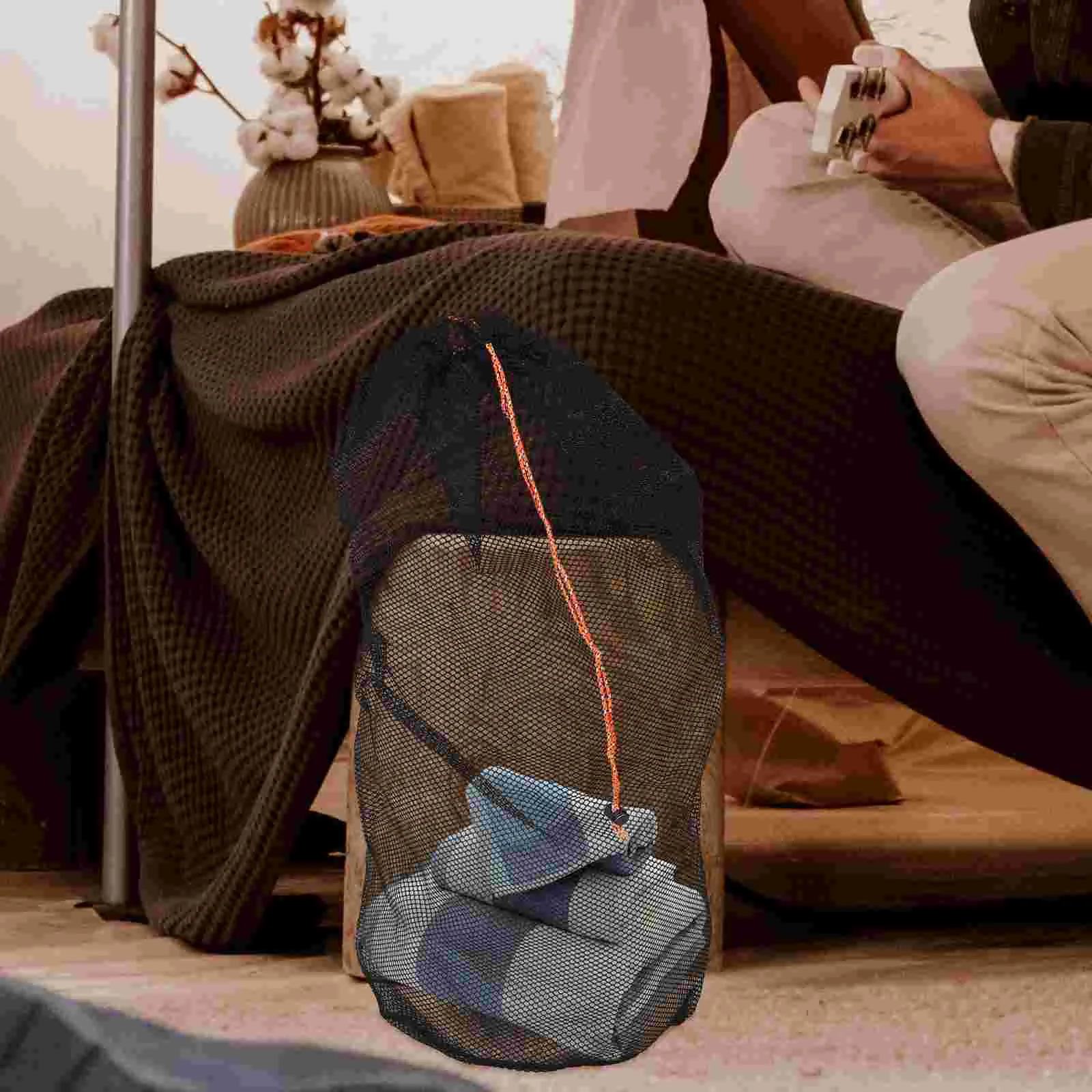 Storage Bag Sleeping Bag Outdoor Camping Sleeping Bag Storage Sack Travel Stuff Sacks Backpack Drawstring for Backpacking Hexagonal Mesh Cloth
