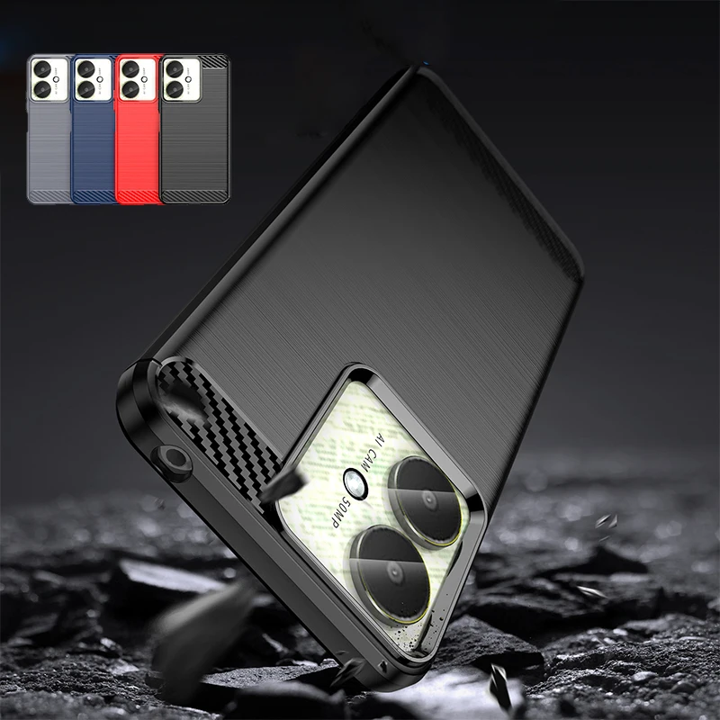 

For Xiaomi Redmi 13C Case Cover Redmi 13C Capas Shockproof Bumper Back Carbon Fiber Soft TPU Cover For Redmi 13C 12C 10C Fundas