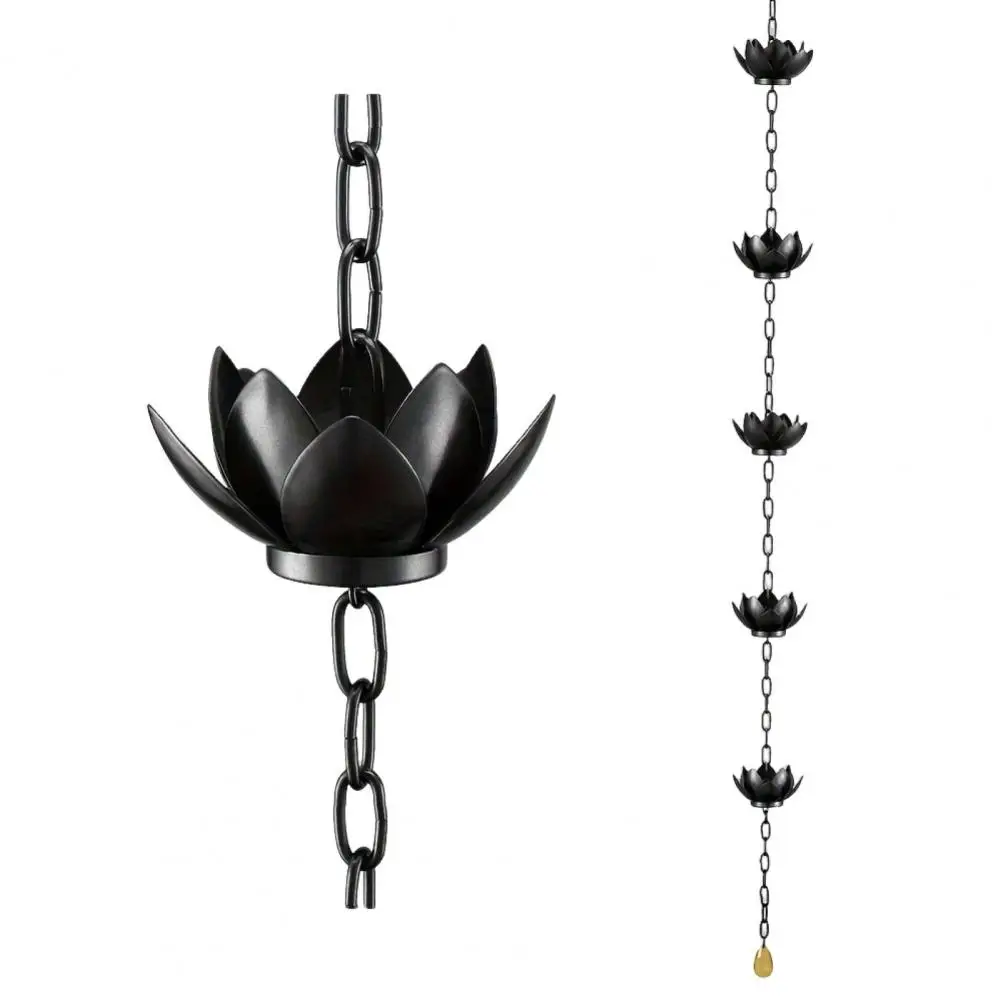 Adjustable Rain Chain Lotus Rain Chain for Outdoor Garden Decor Heavy Duty Metal Hanging Cups for Gutters Decorative Replacement