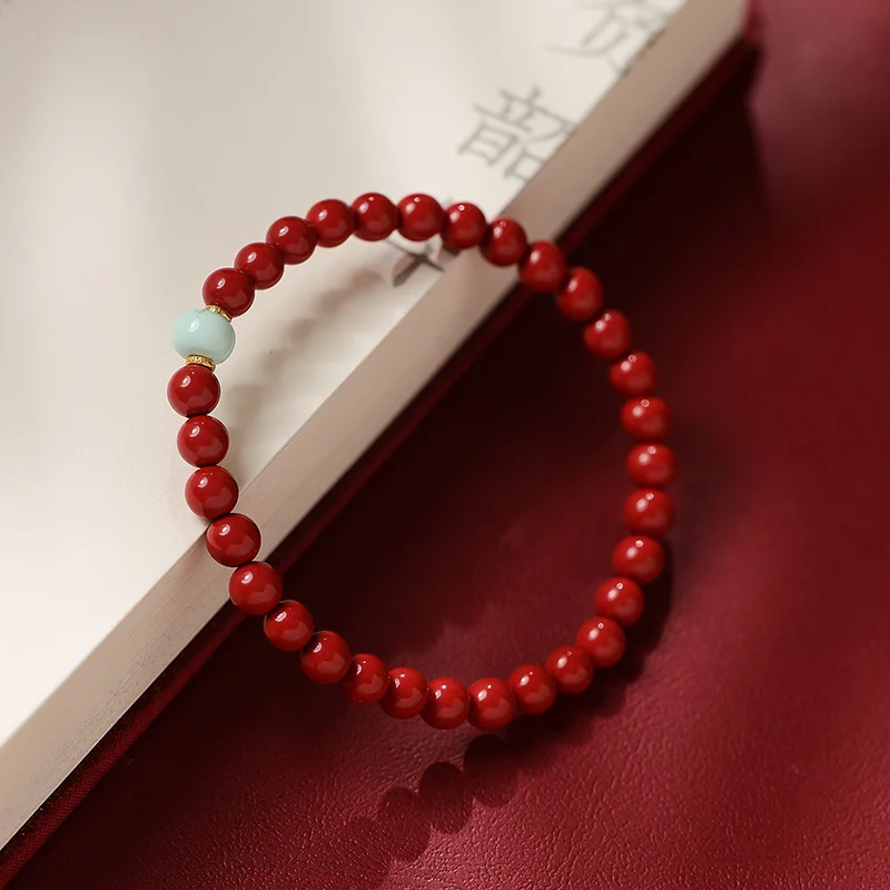 

Natural Raw Or Turquoise High Content Cinnabar Bracelet Women's Fine Elegant Original Year Bracelet