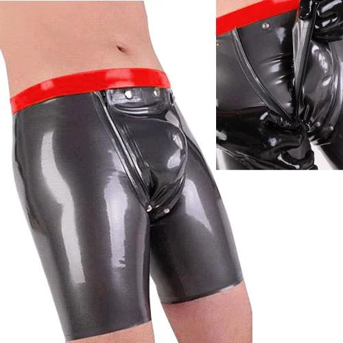 

100% Natural Latex Rubber Shorts Panties Handmade Custom Pants Black & Red Fashion Sports CosplayCosplay,Masquerade