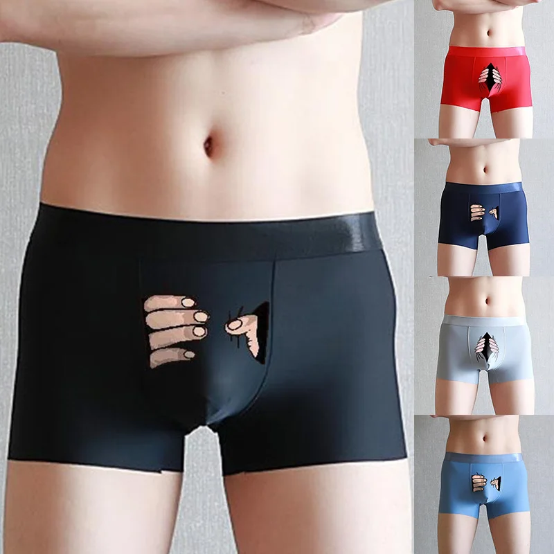 Cartoon Men's Underwear Boxershorts Underpant Quick-Drying Men Panties Ice Silk Briefs Breathable